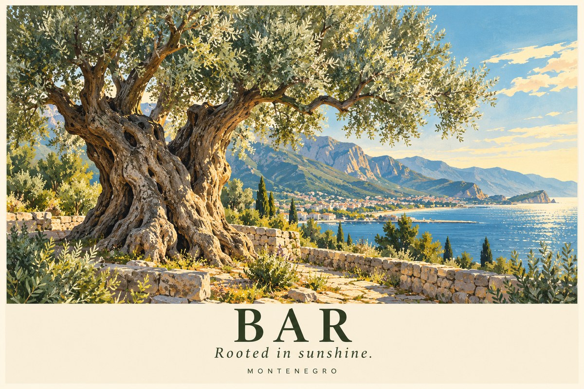 Illustrated Bar postcard: Rooted in sunshine.