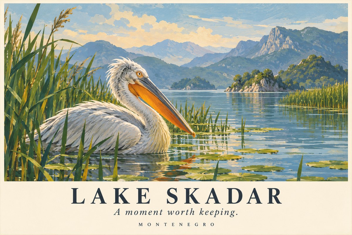 Illustrated Lake Skadar postcard: A moment worth keeping.